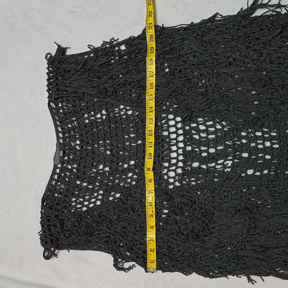 Umgee Gray Open Knit Cardigan Vest With Frindge Size 2XL - Picture 5 of 5